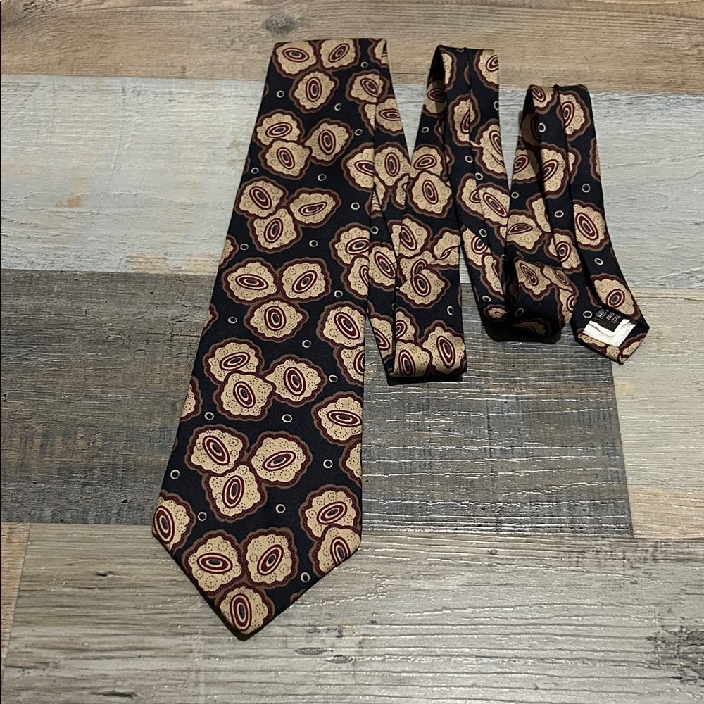 Givenchy Men’s Black and Gold Paisley Geometric Pattern Tie Career Office Wear
